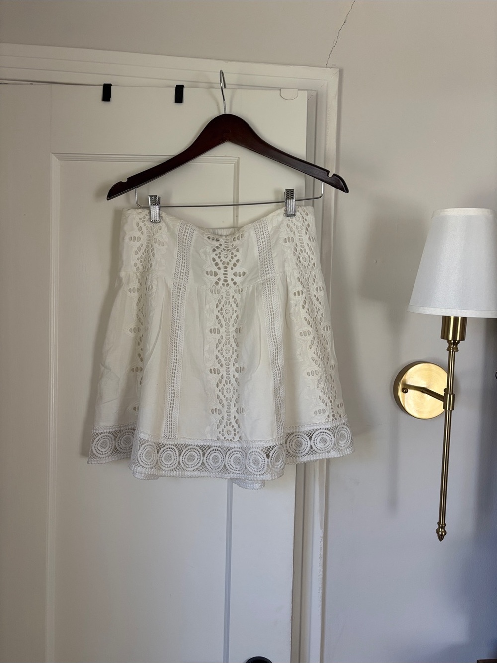 White House Black Market White Eyelet Circle Skirt